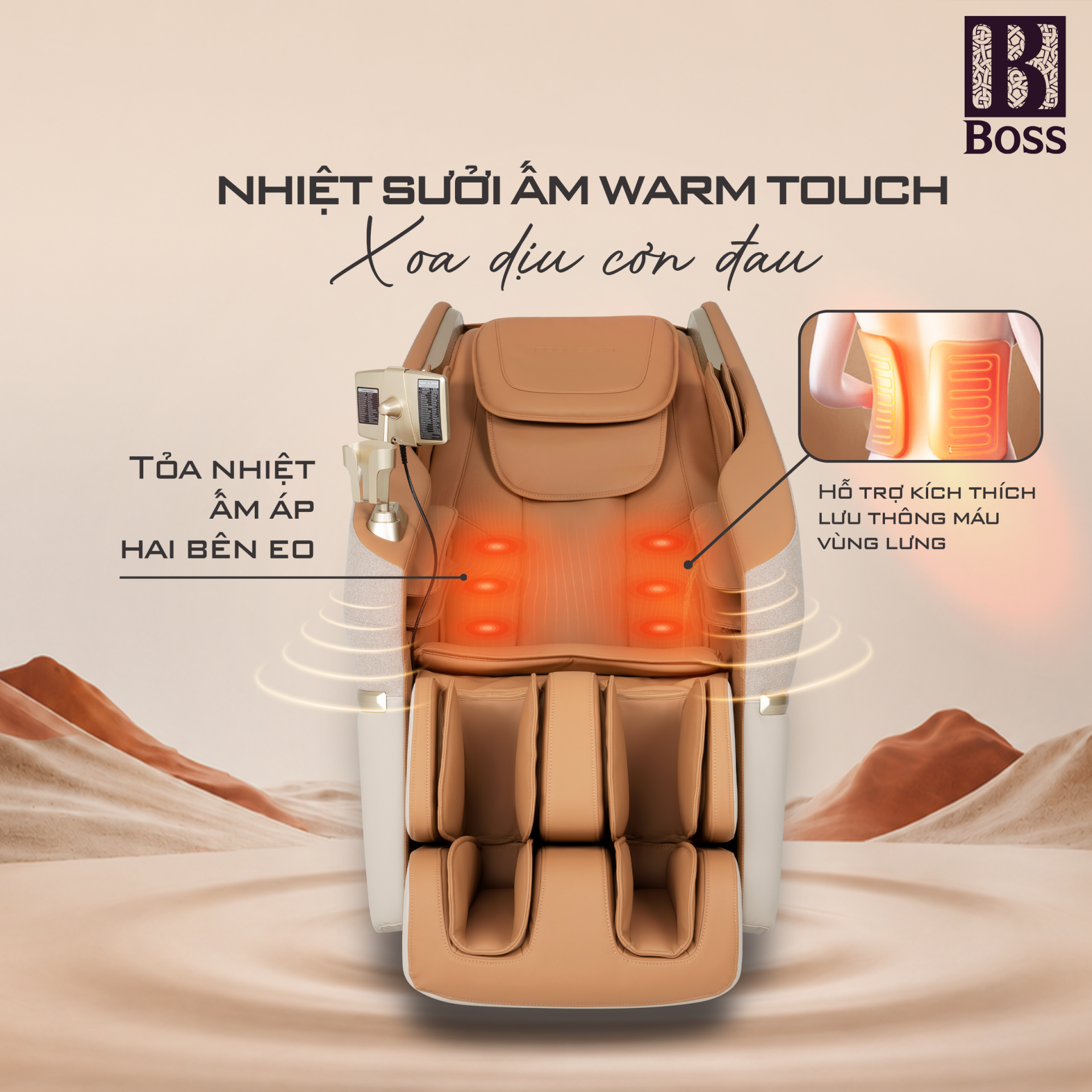 Nhiệt hồng ngoại Warm Touch vùng lưng với 3 mức nhiệt