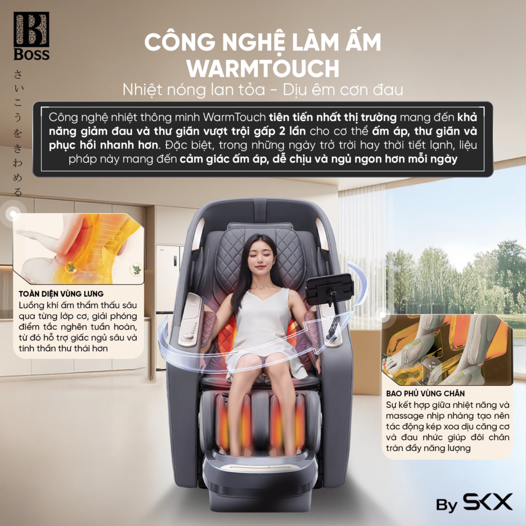 Nhiệt hồng ngoại WarmTouch hơi ấm lan tỏa, đánh tan nhức mỏi